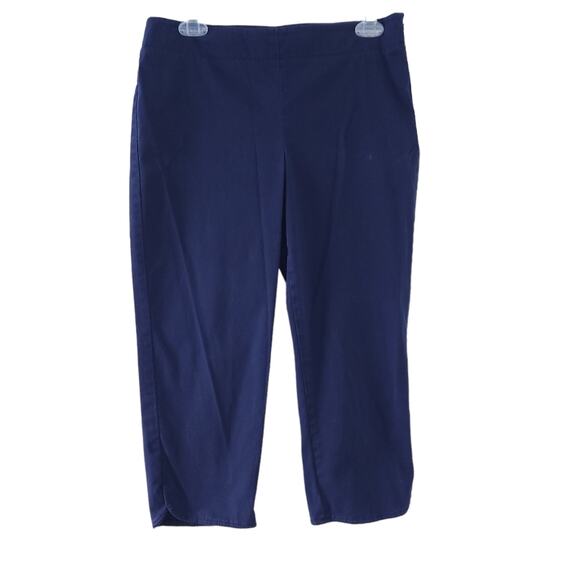 Talbots Heritage Capri Pants 8P Petite Navy Blue Summer Pants Cotton Blend - Picture 1 of 5